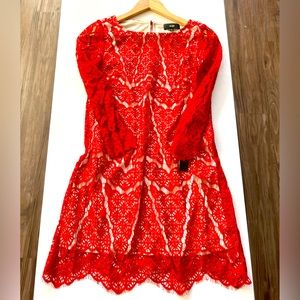 Womens Red Lace Dress